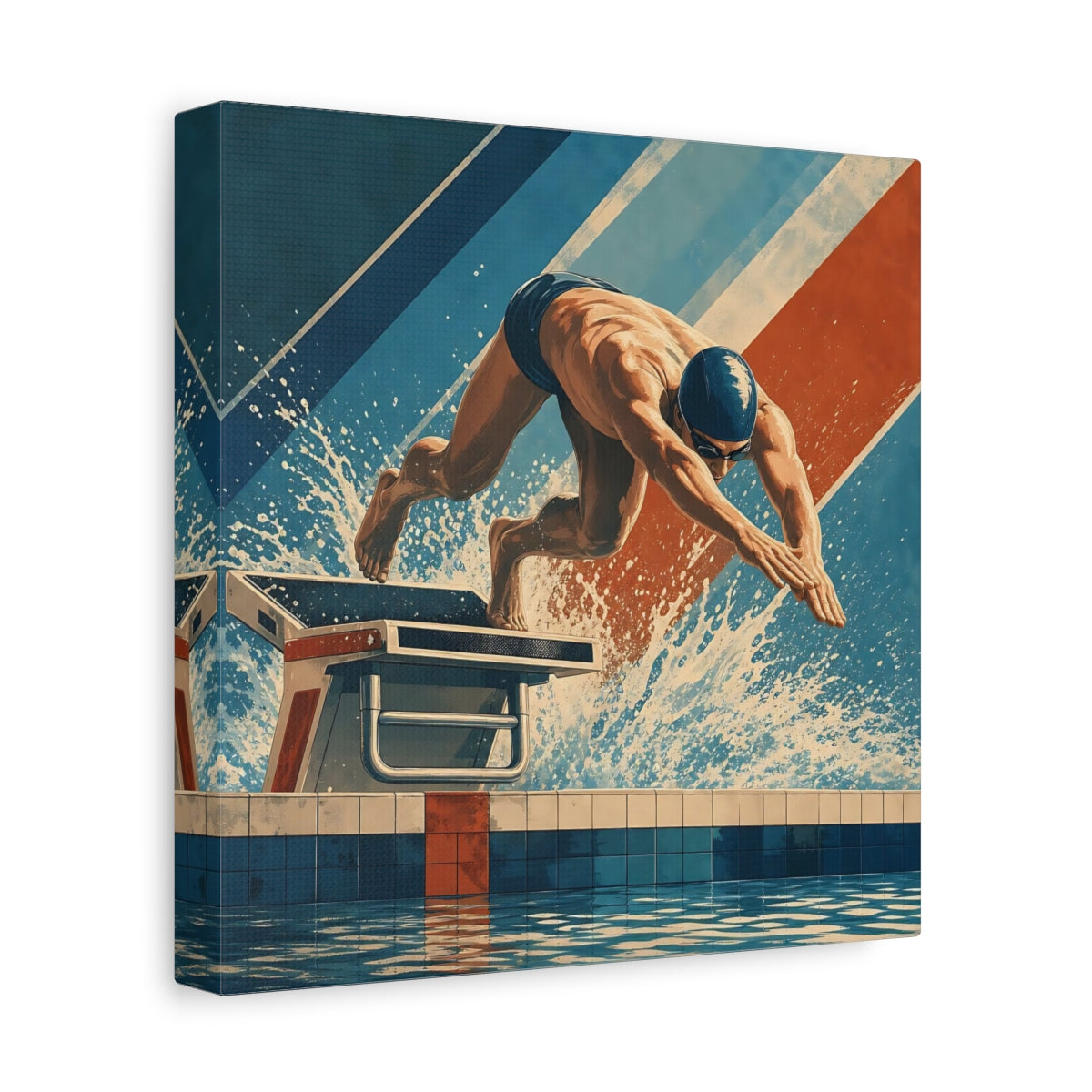 Side Mockup 9. Power Dive shown as canvas print