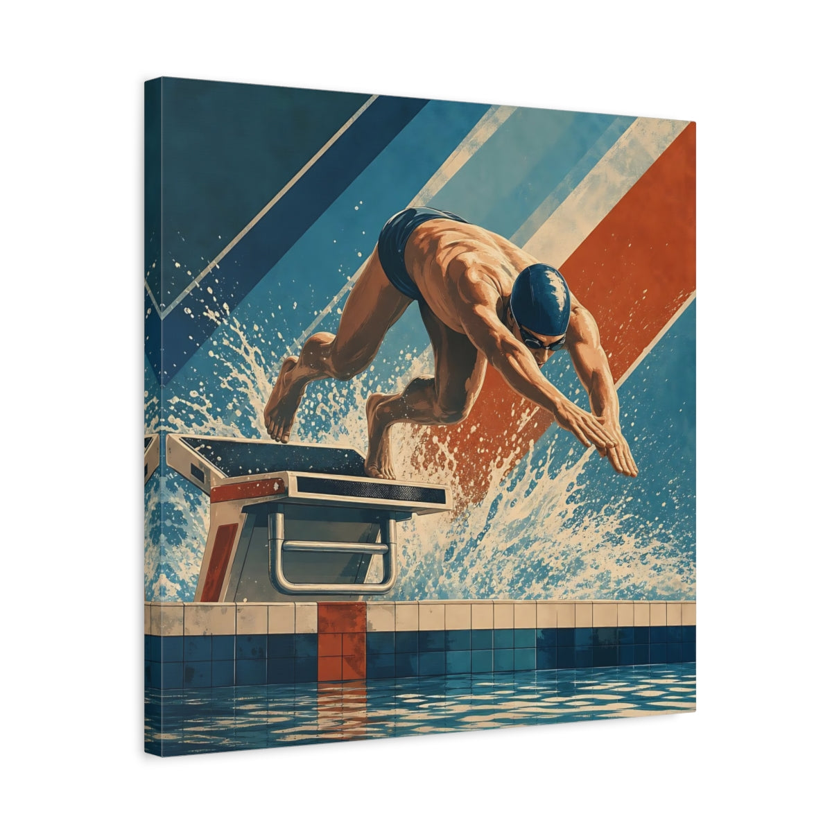 Side Mockup 5. Power Dive shown as canvas print