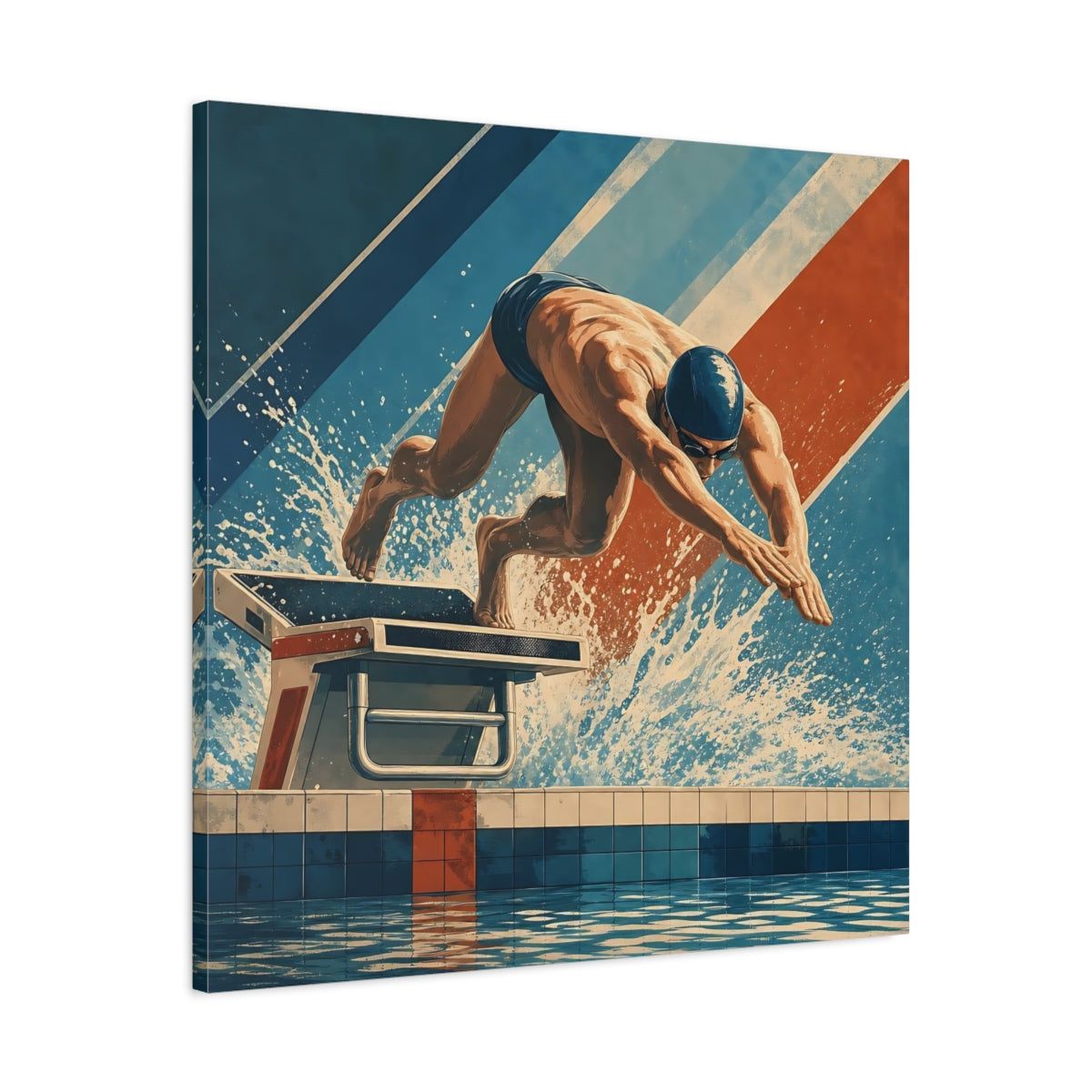 Side Mockup 3. Power Dive shown as canvas print