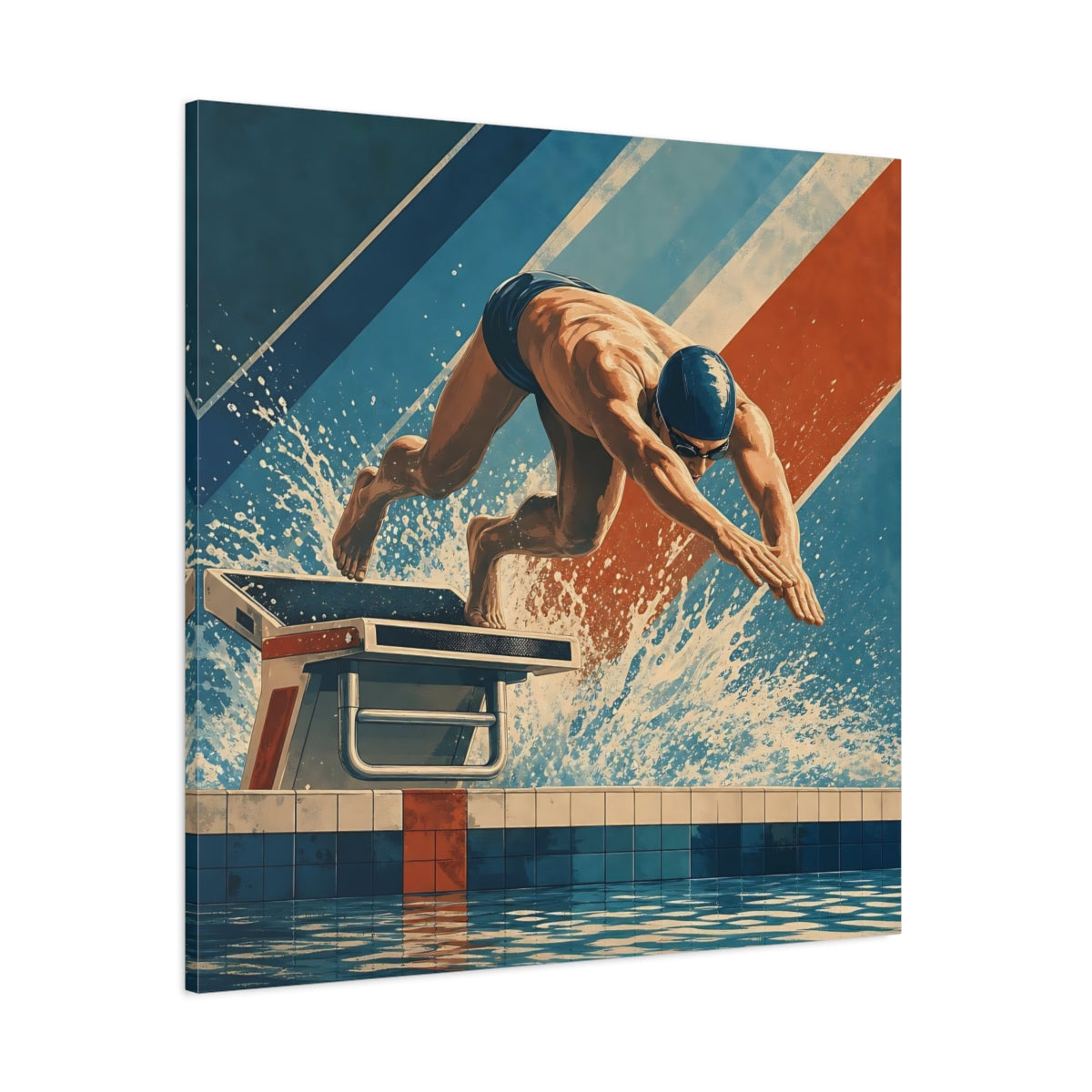 Side Mockup 1. Power Dive shown as canvas print