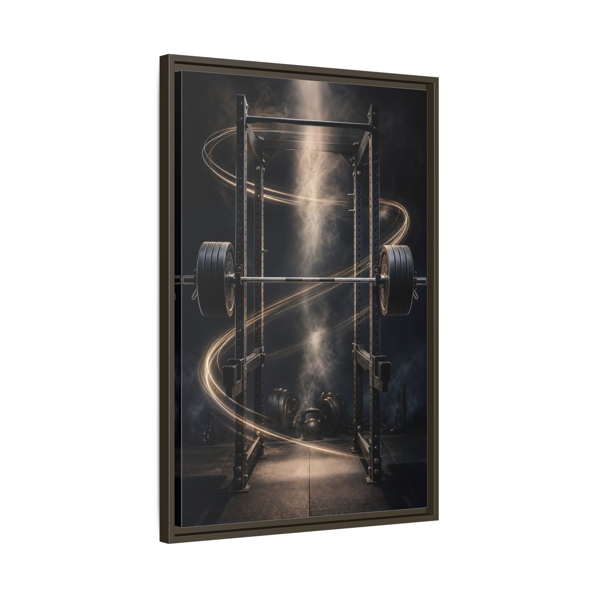 Side Mockup 11. Power Rack Momentum shown as framed canvas print