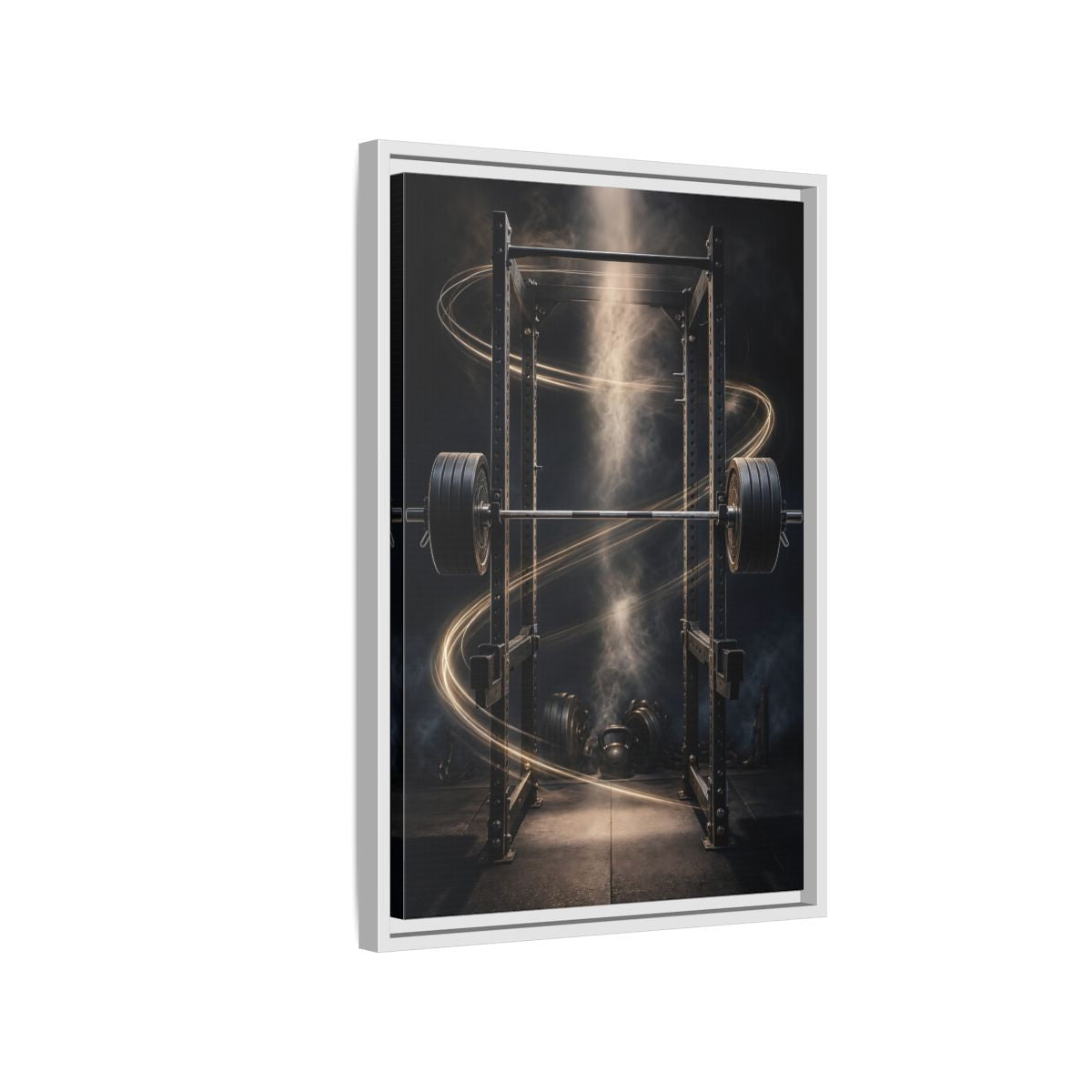 Side Mockup 1. Power Rack Momentum shown as framed canvas print