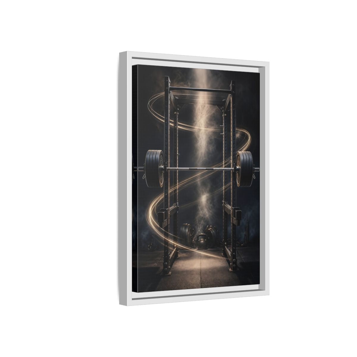 Side Mockup 4. Power Rack Momentum shown as framed canvas print