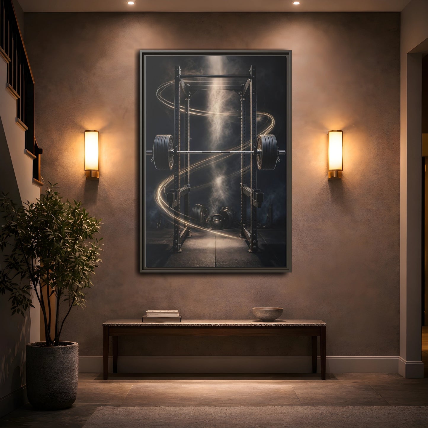 Mockup 2. Power Rack Momentum shown as framed canvas print