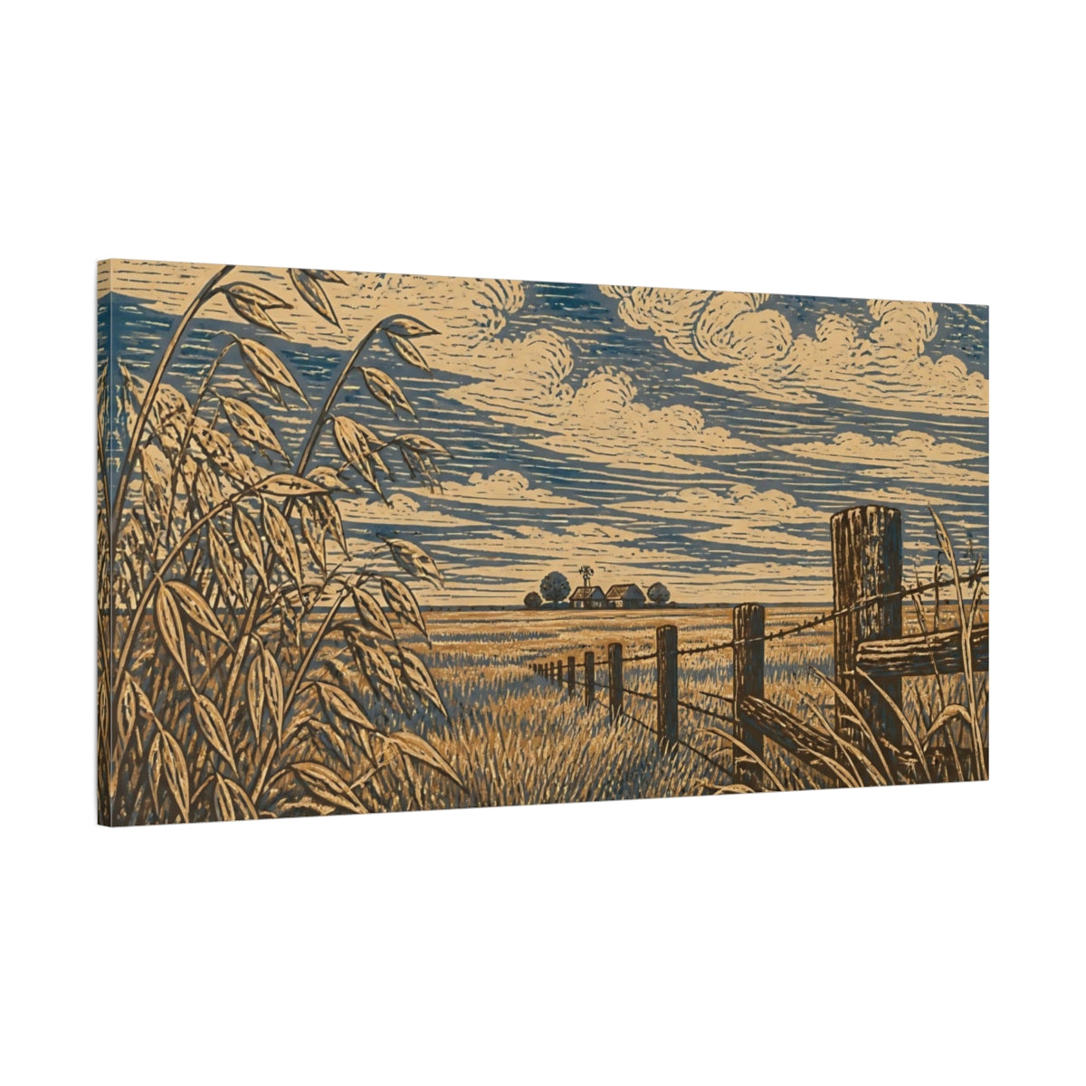 Main Mockup. Prairie Fence Line shown as canvas print