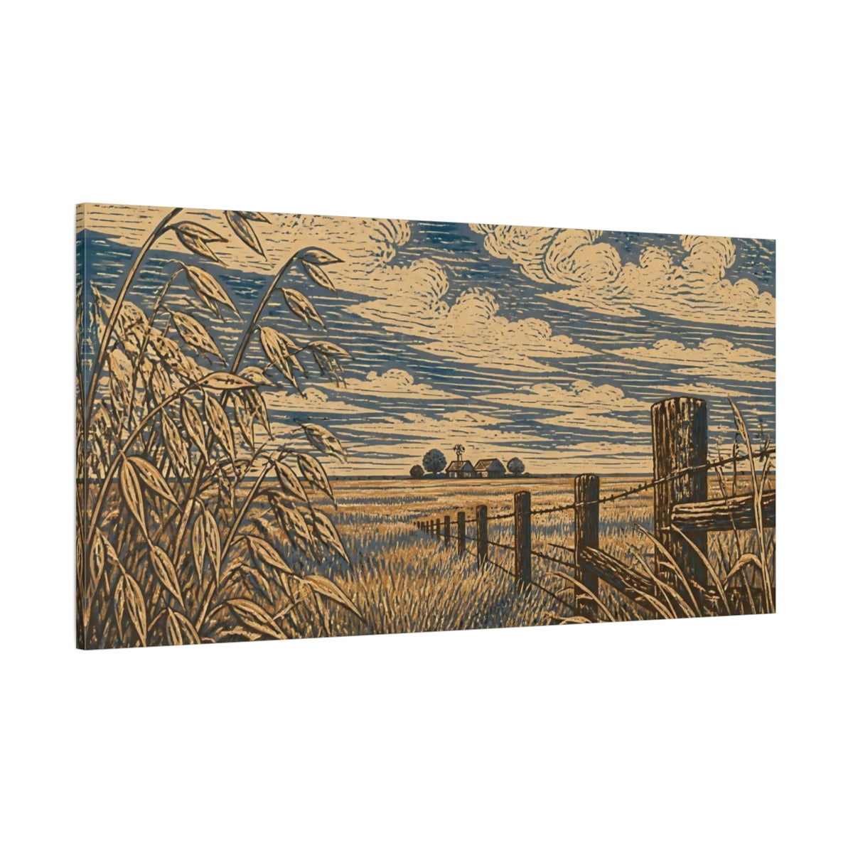 Side Mockup 2. Prairie Fence Line shown as canvas print