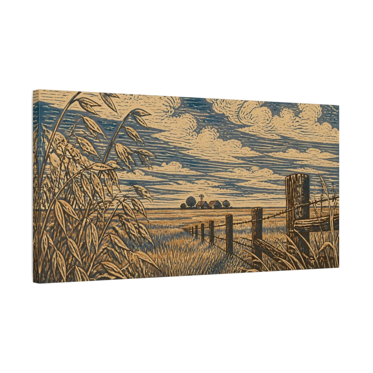 Side Mockup 1. Prairie Fence Line shown as canvas print