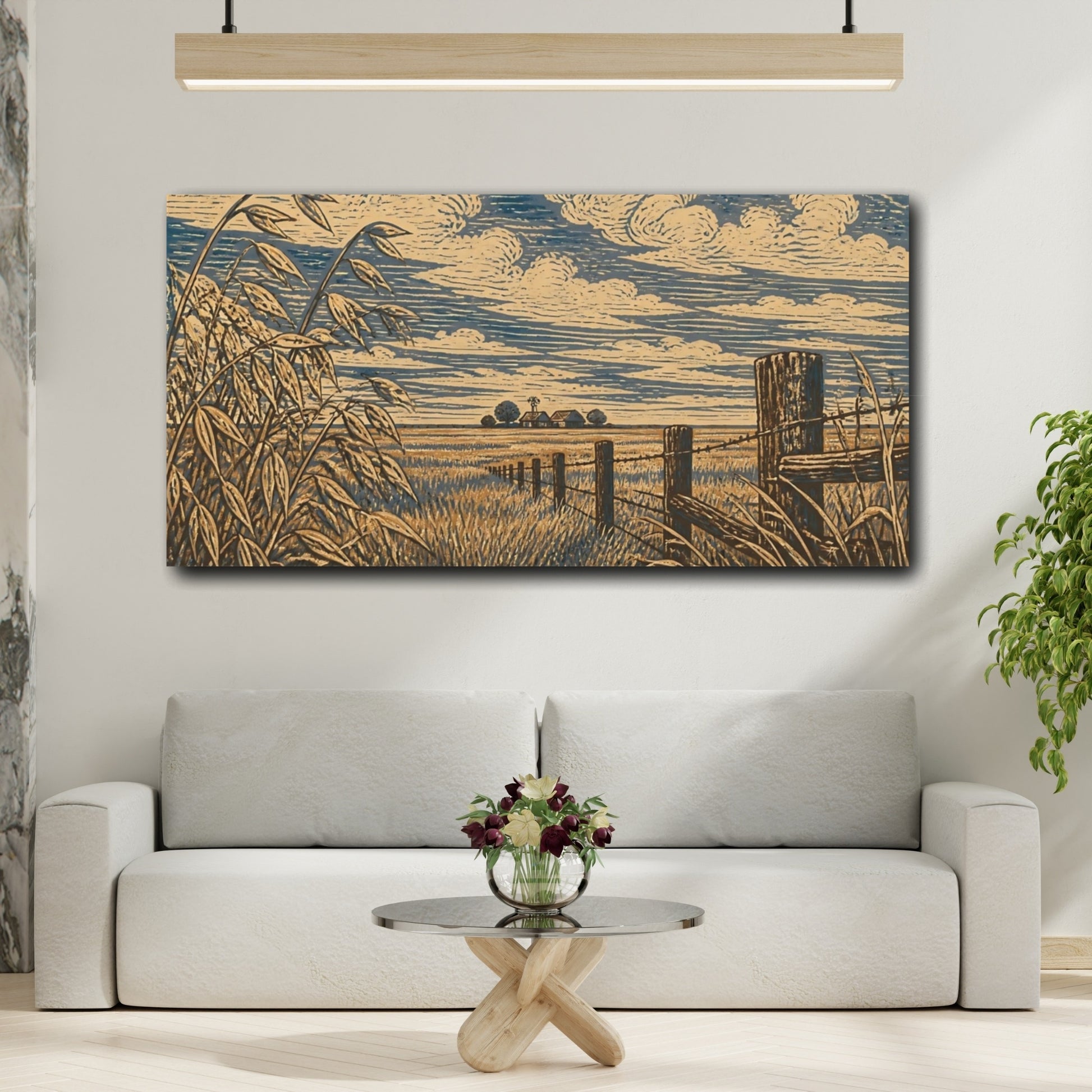 Mockup 2. Prairie Fence Line shown as canvas print