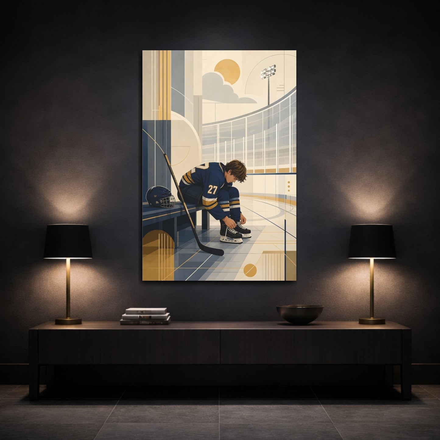 Mockup 3. Pre-Game Focus shown as canvas print