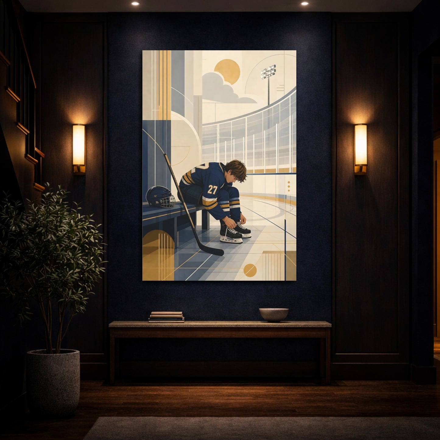 Mockup 4. Pre-Game Focus shown as canvas print