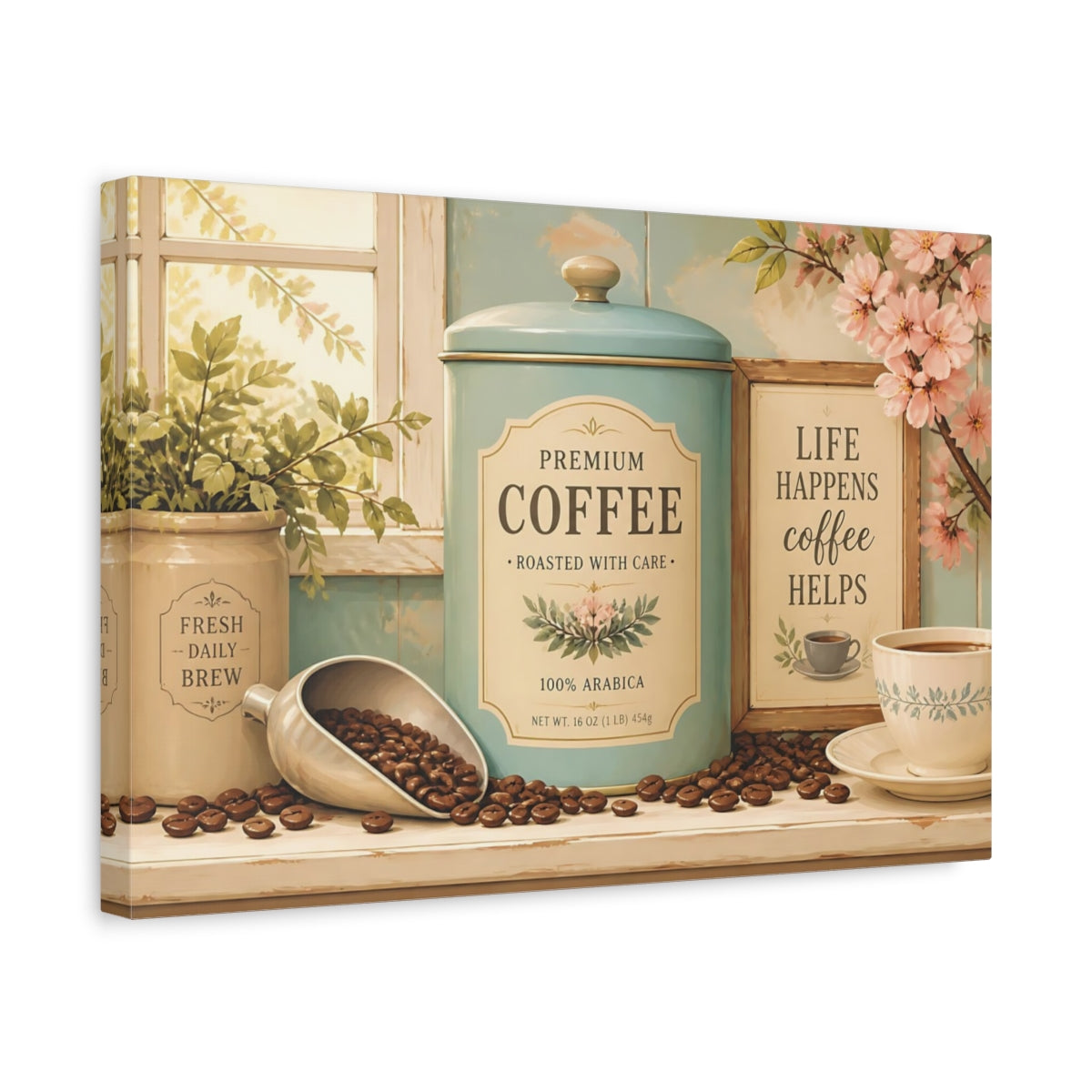 Side Mockup 4. Premium Coffee Canister shown as canvas print