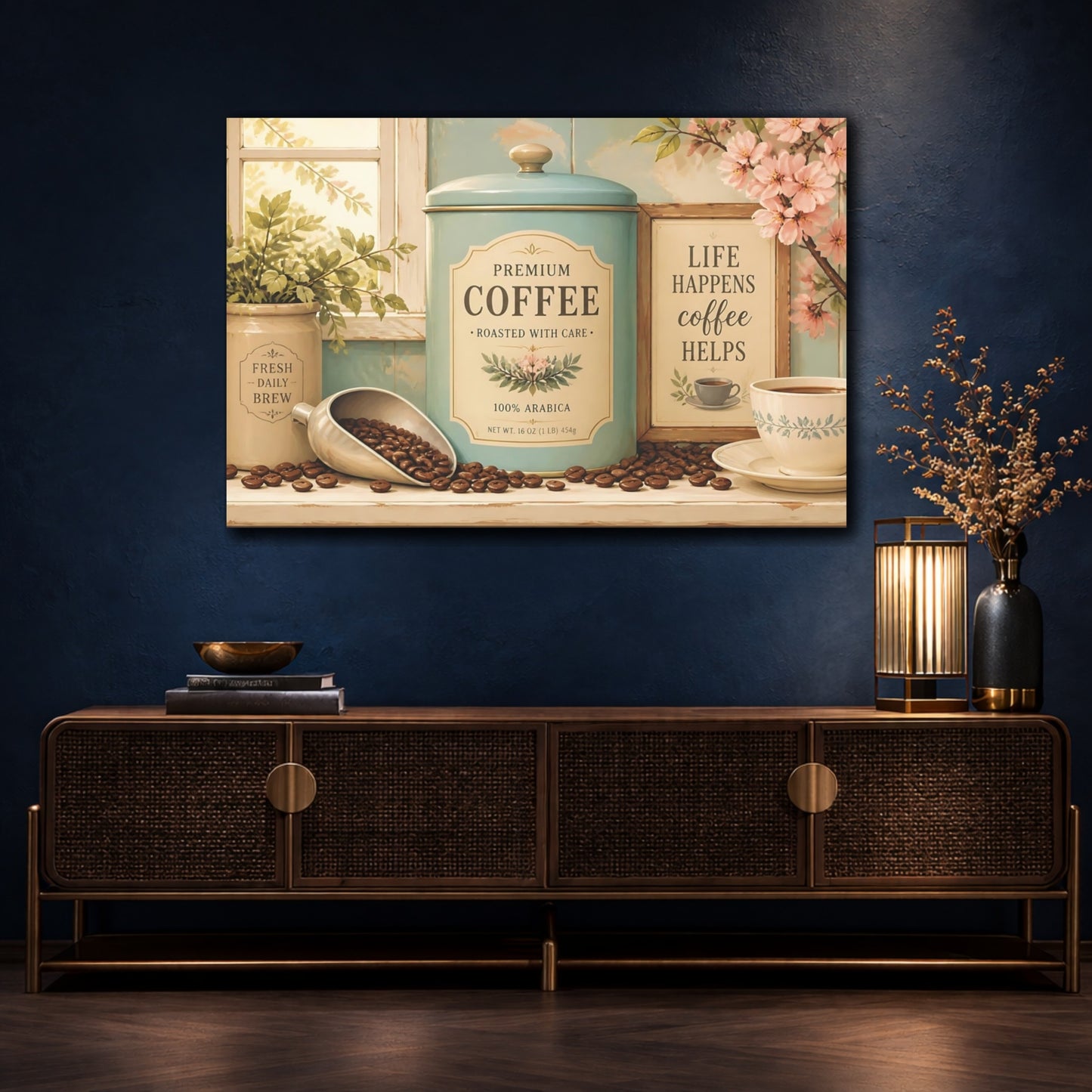 Mockup 4. Premium Coffee Canister shown as canvas print