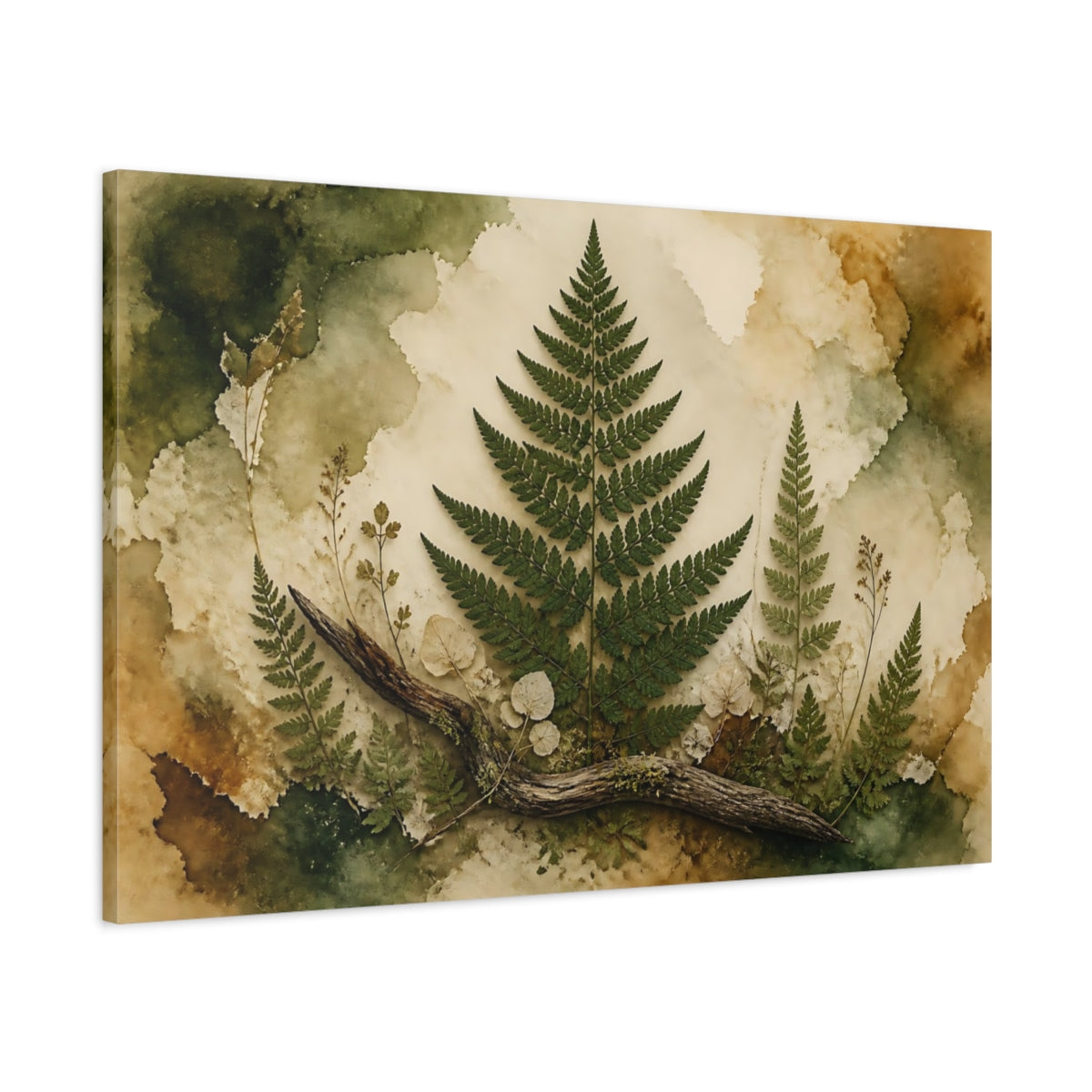 Main Mockup. Pressed Fern Study shown as canvas print