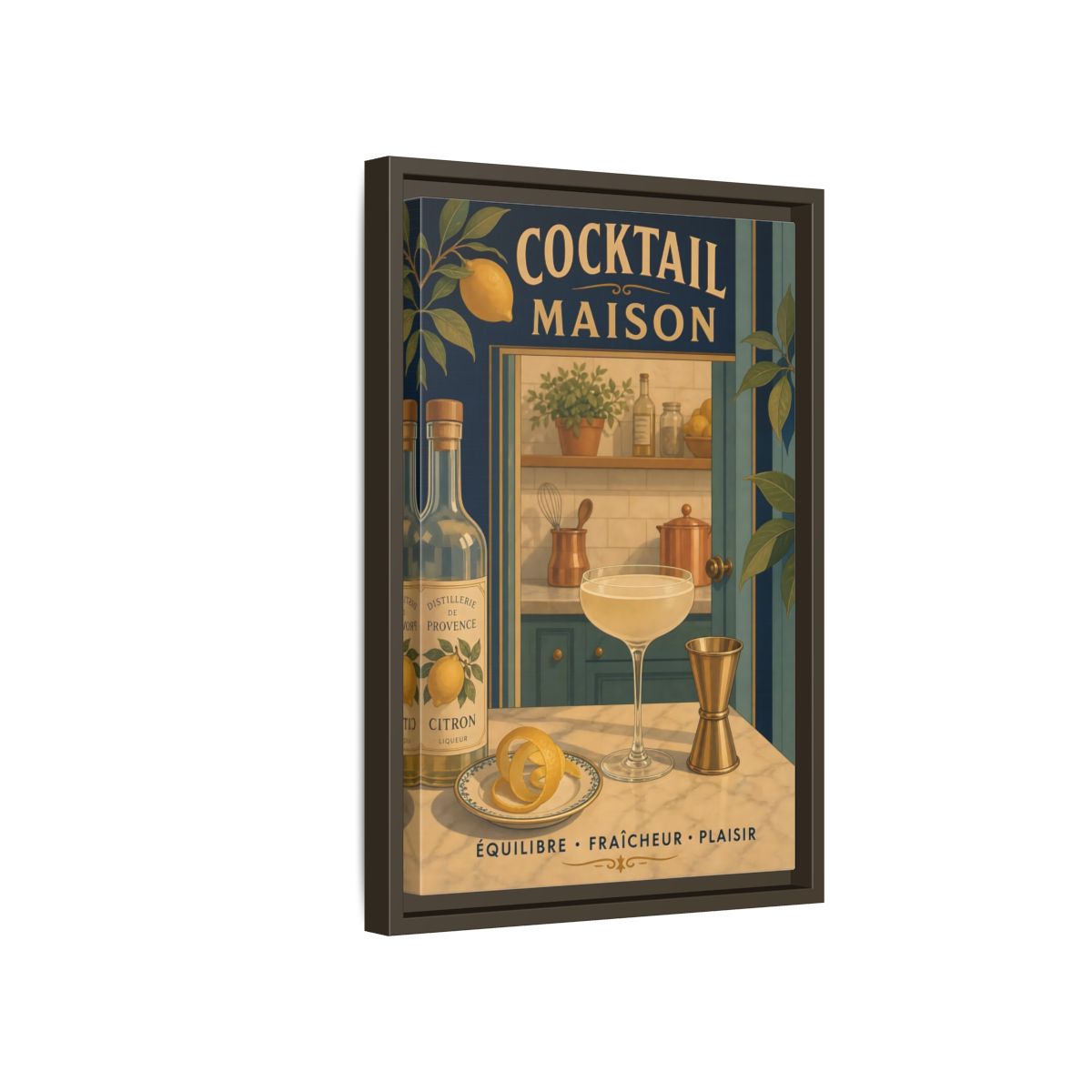 Side Mockup 5. Provence Lemon Cocktail shown as framed canvas print