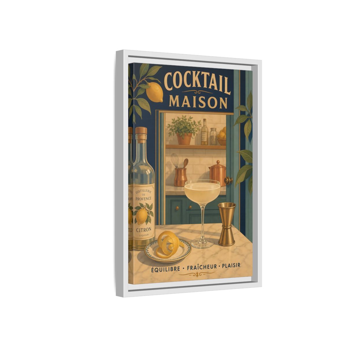 Side Mockup 4. Provence Lemon Cocktail shown as framed canvas print