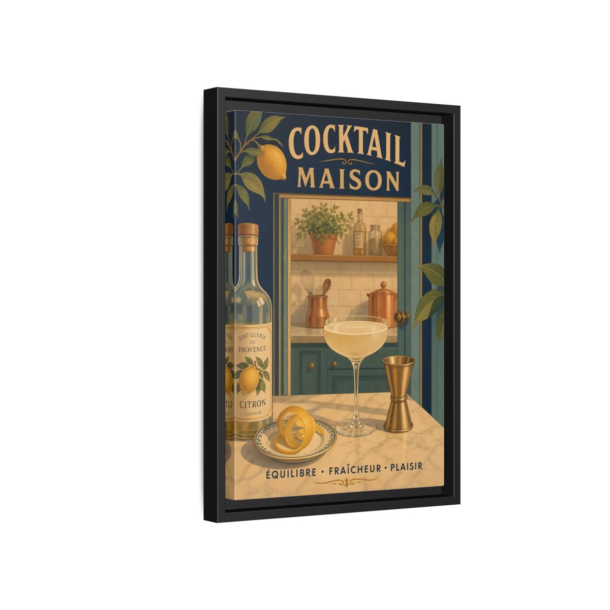 Side Mockup 6. Provence Lemon Cocktail shown as framed canvas print