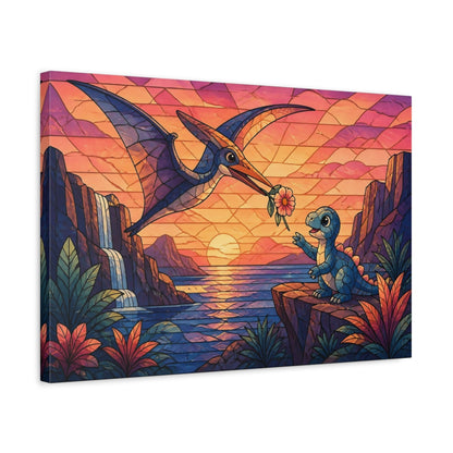 Side Mockup 3. Pterosaur Kids Room shown as canvas print