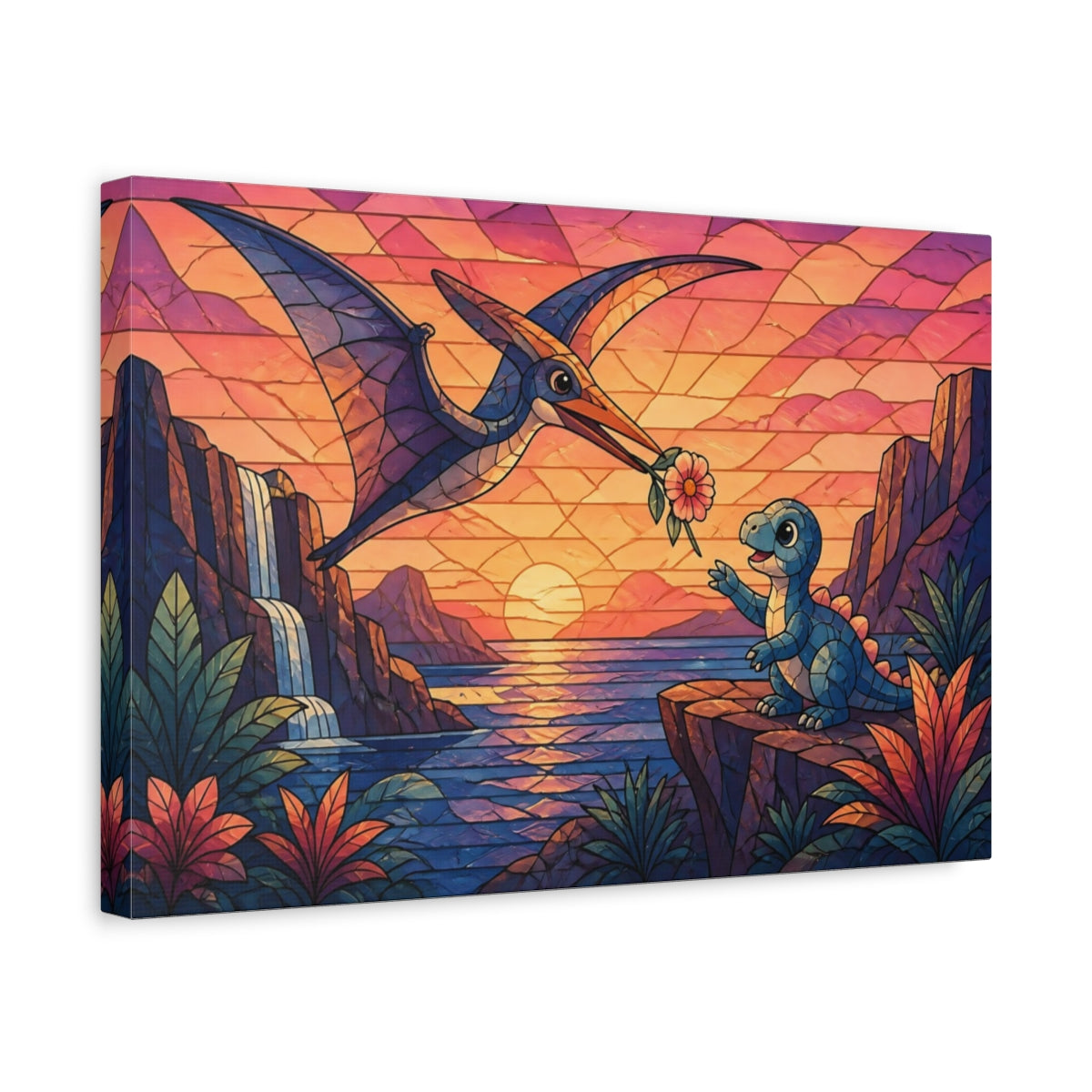 Side Mockup 4. Pterosaur Kids Room shown as canvas print