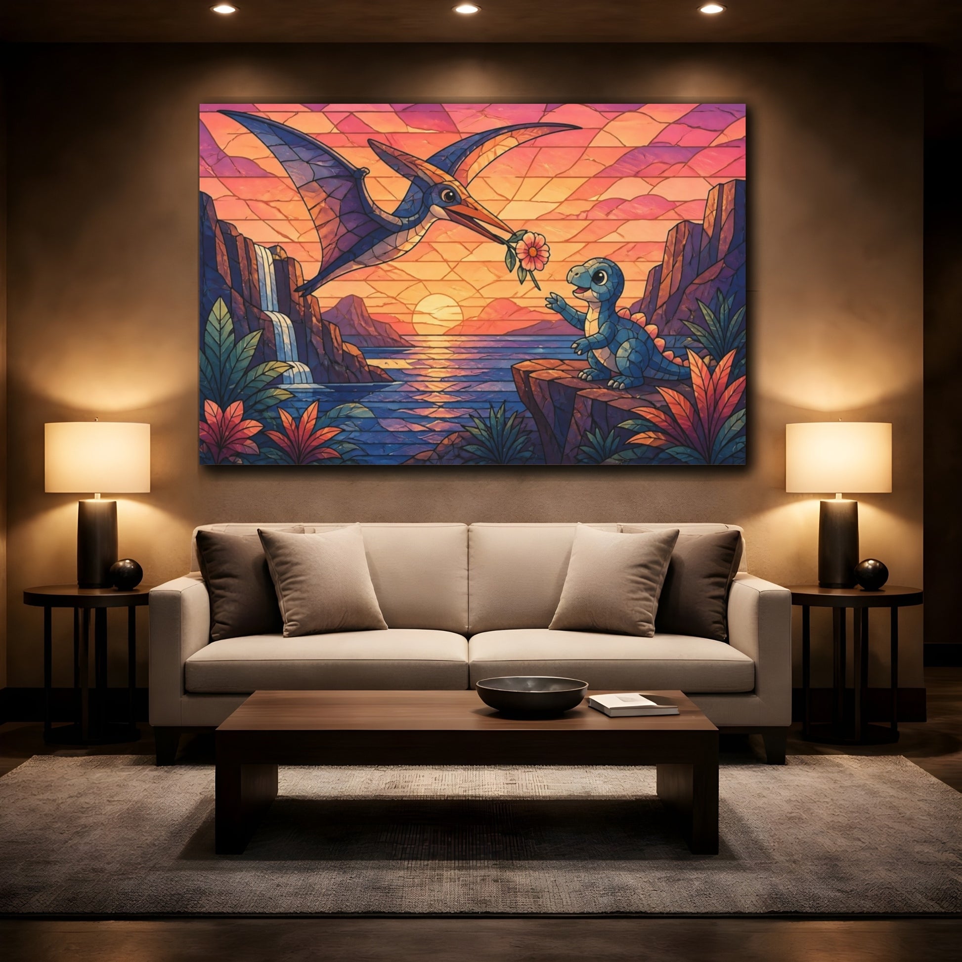 Mockup 2. Pterosaur Kids Room shown as canvas print