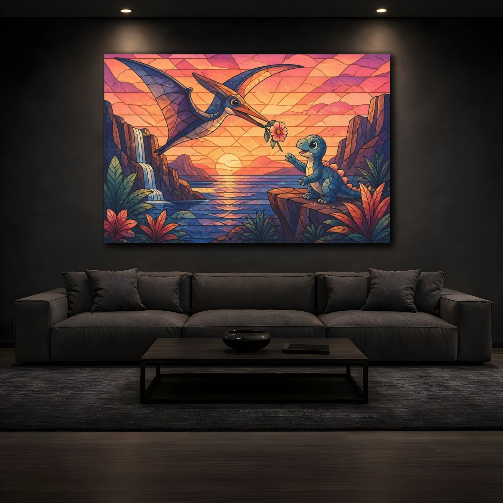 Mockup 3. Pterosaur Kids Room shown as canvas print