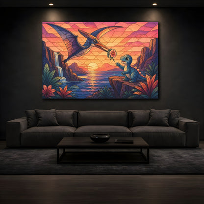 Mockup 3. Pterosaur Kids Room shown as canvas print