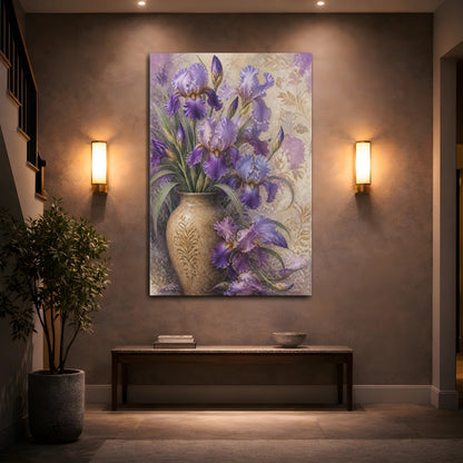 Mockup 2. Purple Iris Vase shown as canvas print