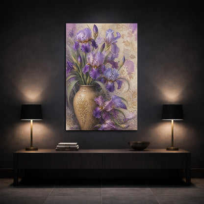 Mockup 3. Purple Iris Vase shown as canvas print