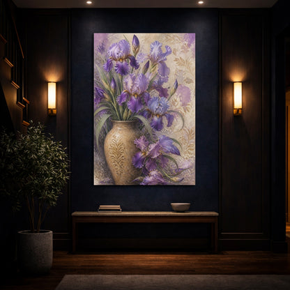 Mockup 4. Purple Iris Vase shown as canvas print