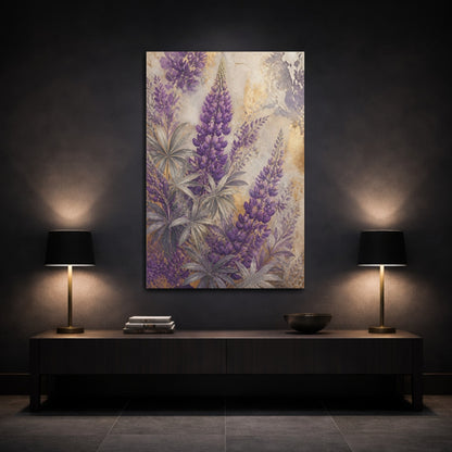 Mockup 3. Purple Lupine Floral shown as canvas print