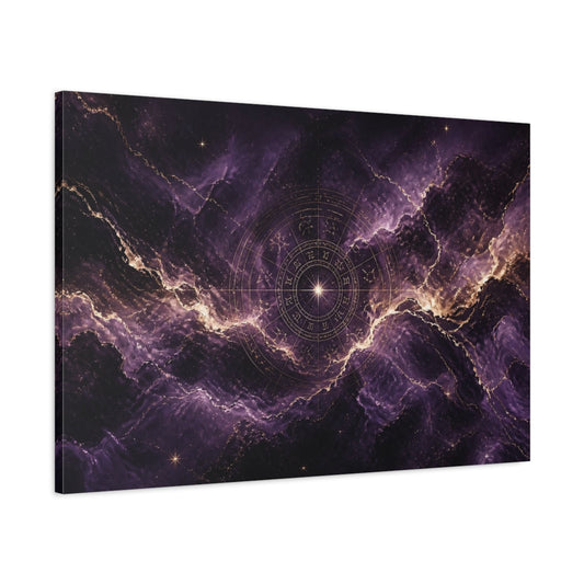 Main Mockup. Purple Zodiac Nebula shown as canvas print