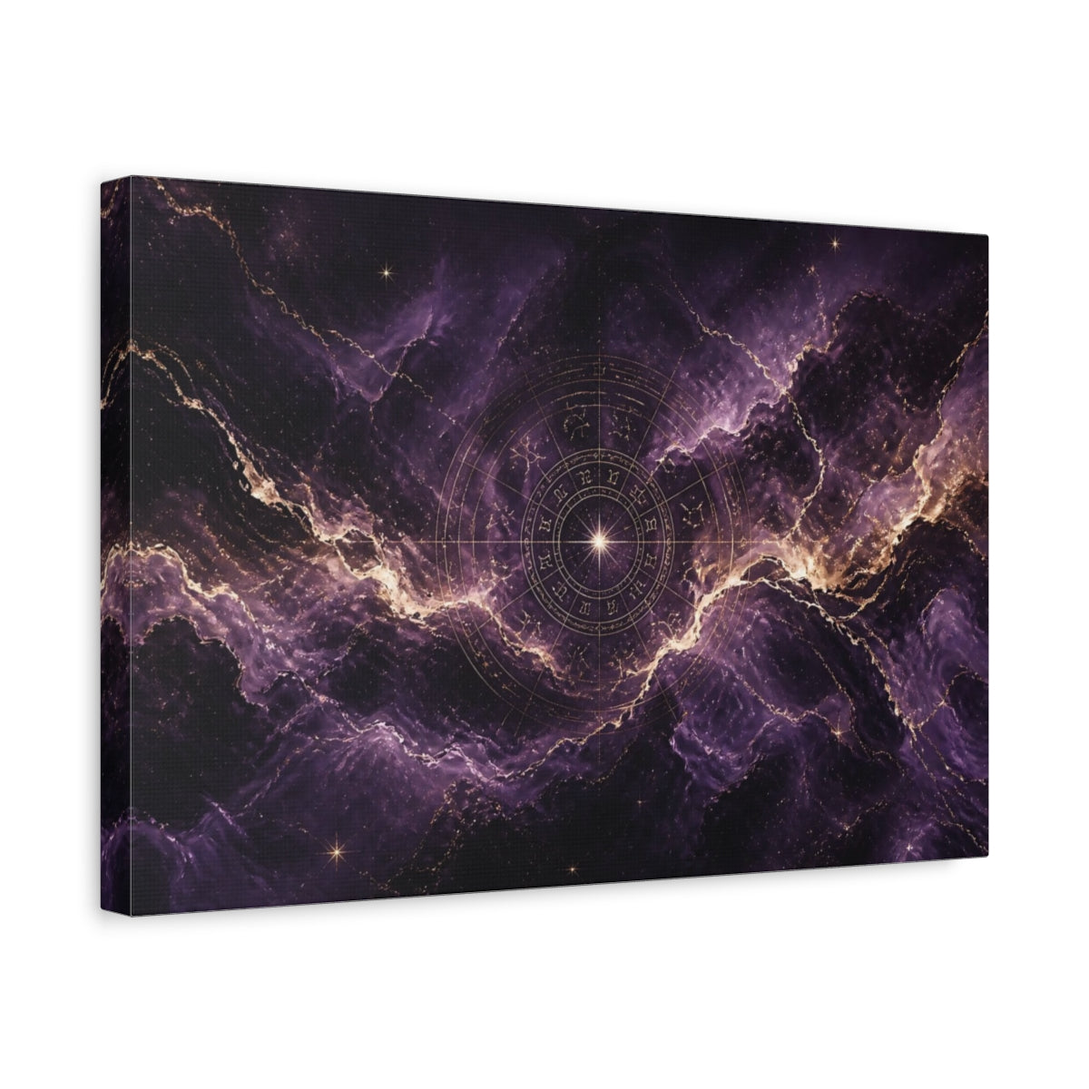 Side Mockup 4. Purple Zodiac Nebula shown as canvas print