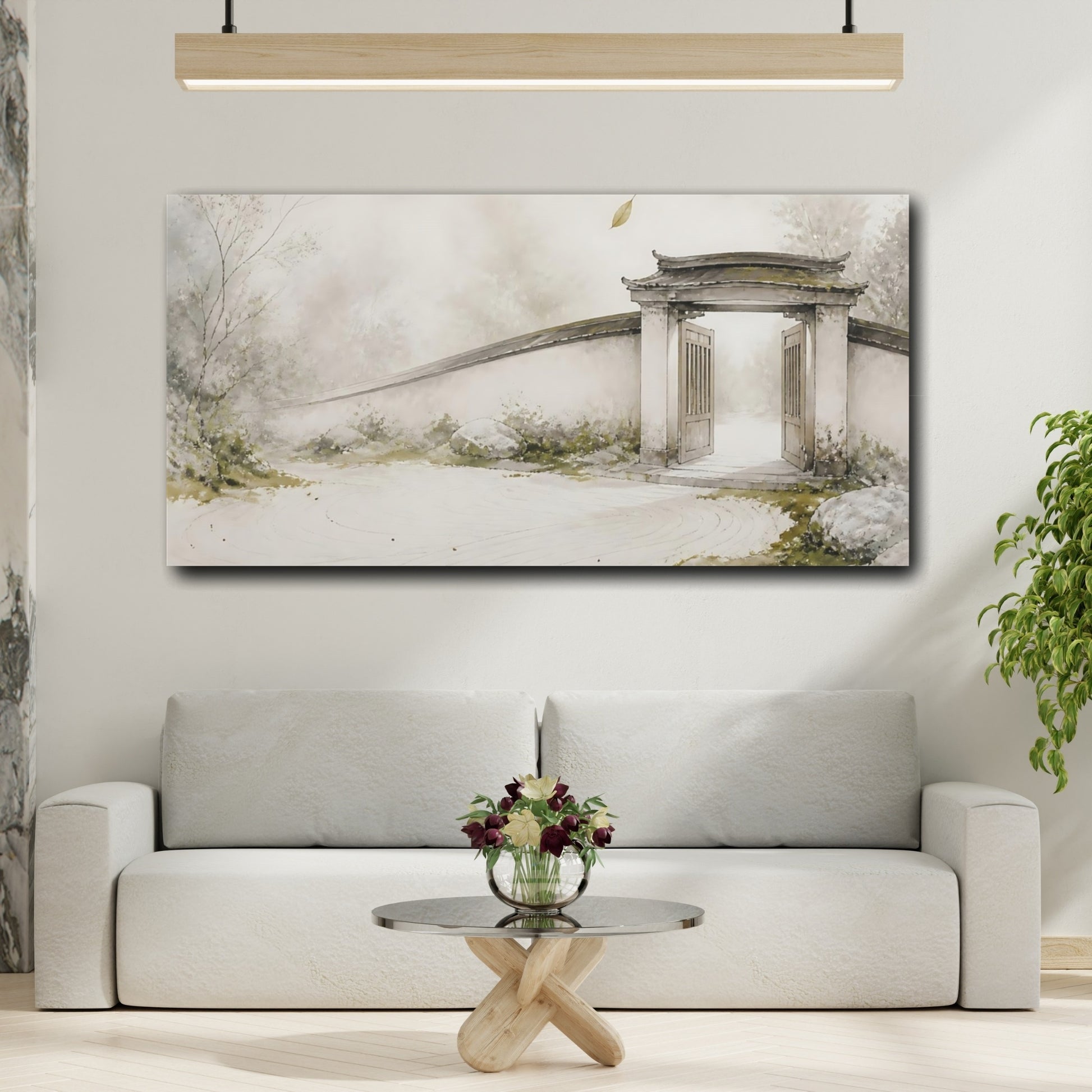 Mockup 2. Quiet Garden Gate shown as canvas print