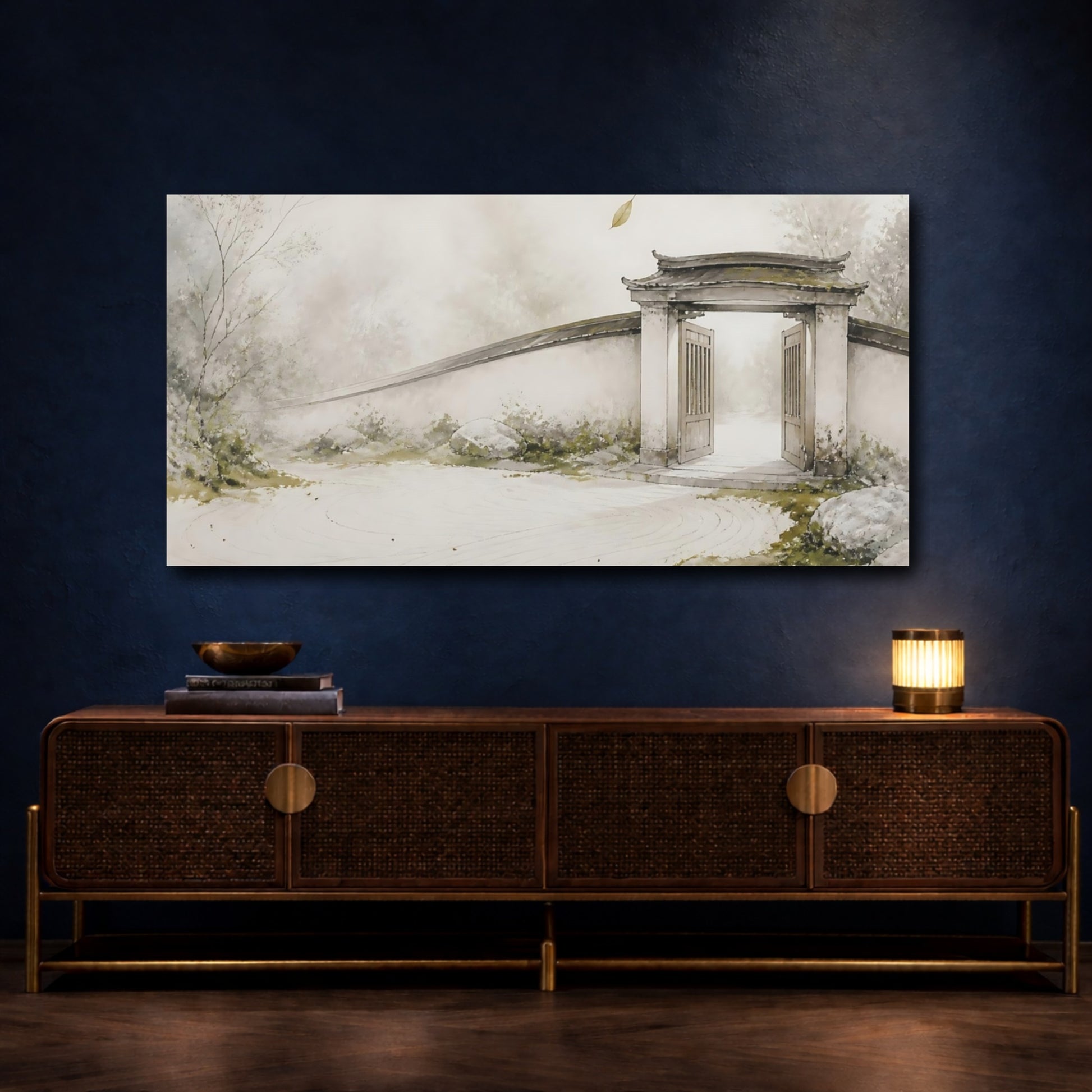 Mockup 4. Quiet Garden Gate shown as canvas print