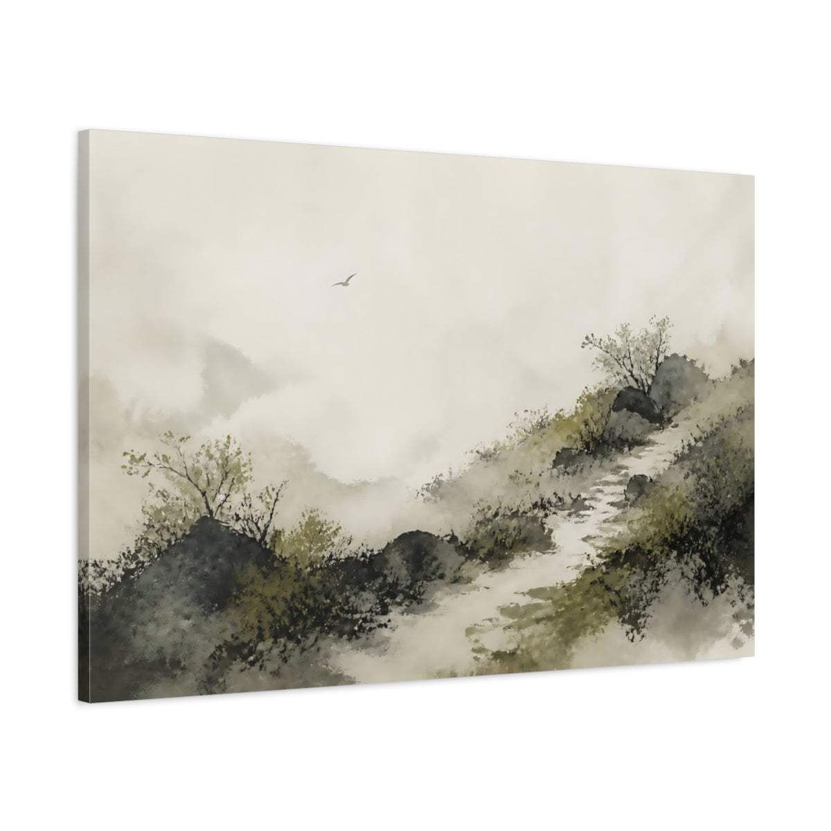 Main Mockup. Quiet Hillside Path shown as canvas print