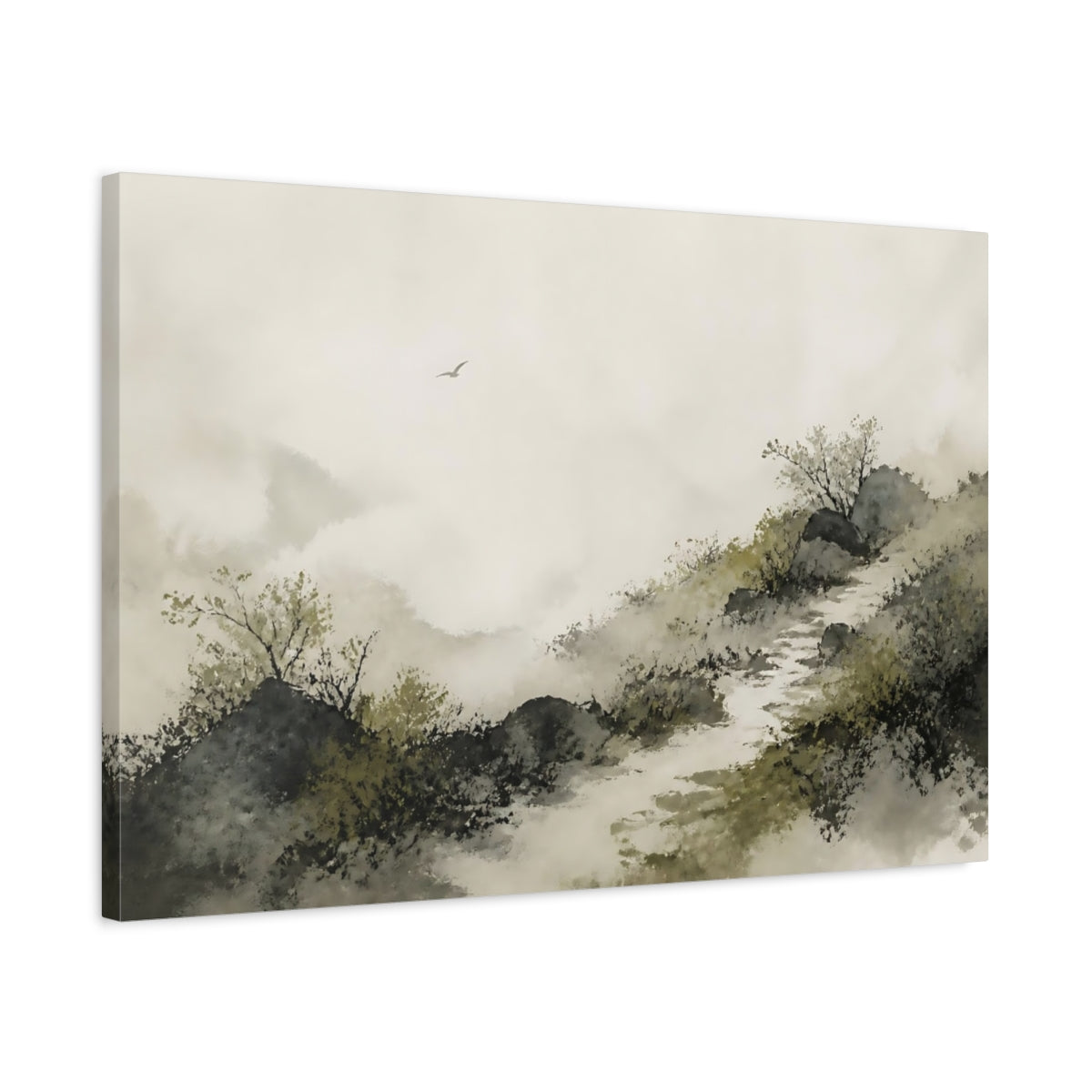 Side Mockup 2. Quiet Hillside Path shown as canvas print