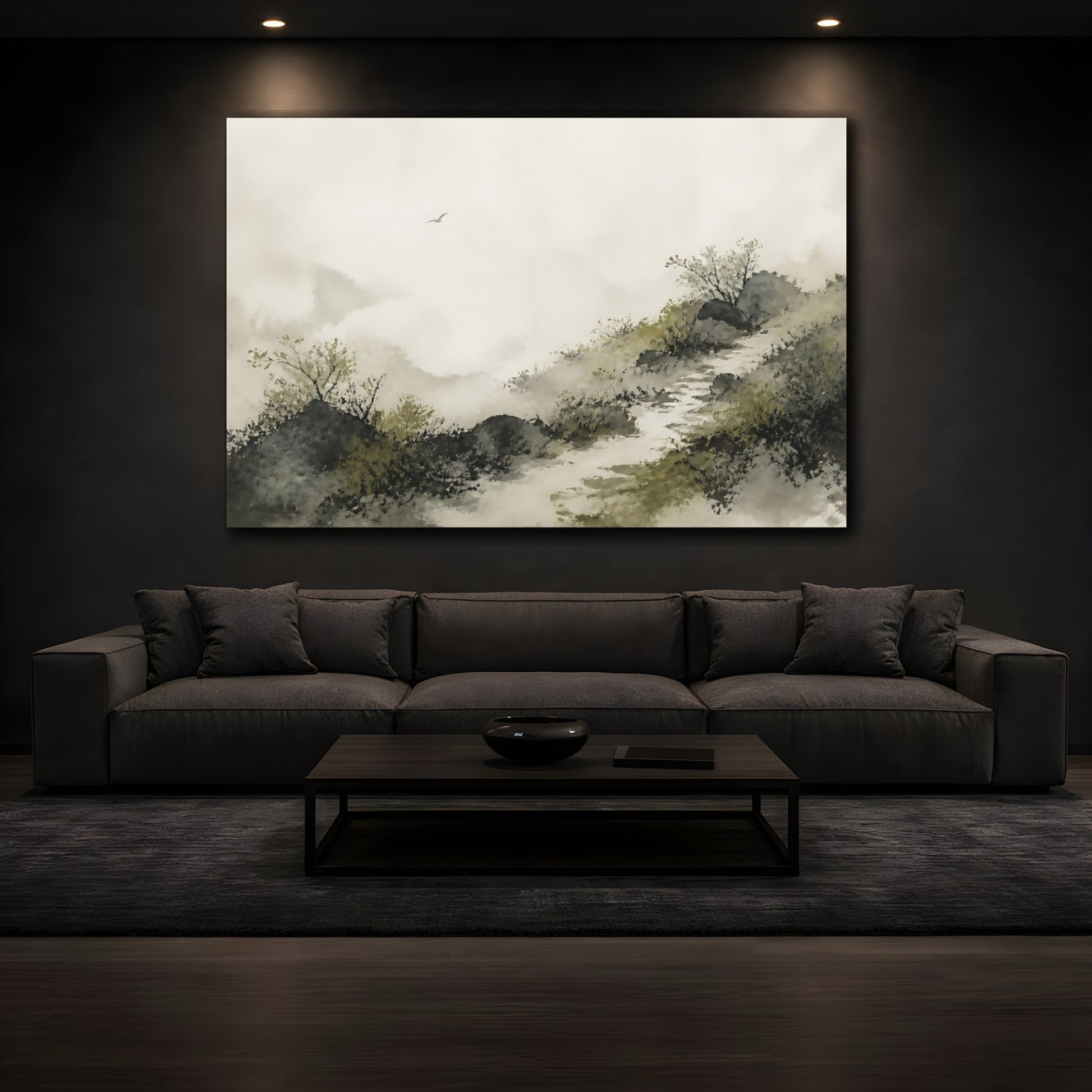 Mockup 3. Quiet Hillside Path shown as canvas print