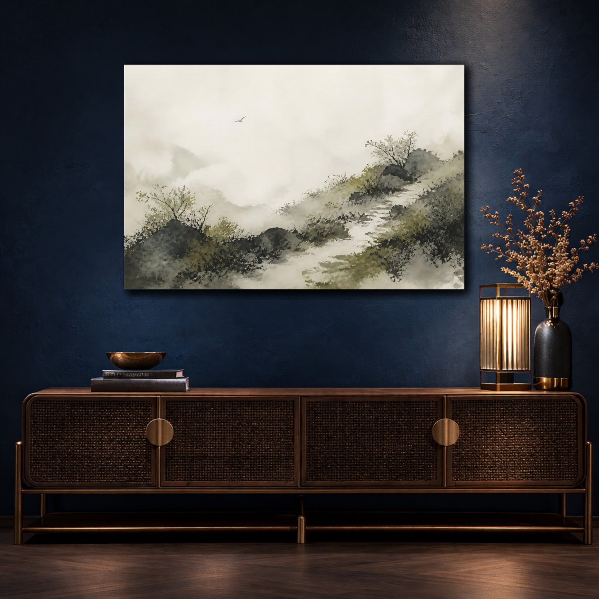 Mockup 4. Quiet Hillside Path shown as canvas print