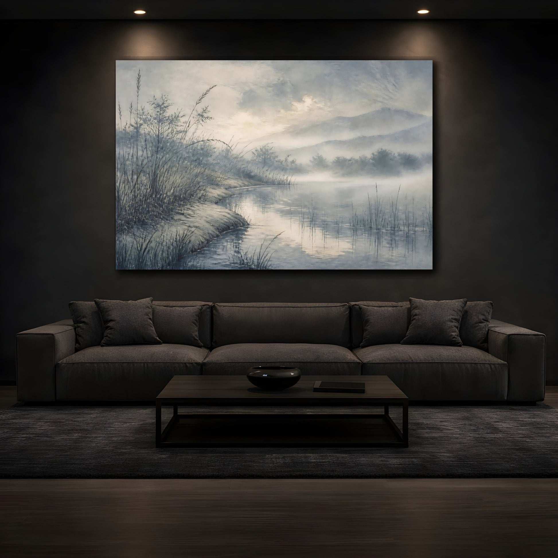 Mockup 3. Quiet Misty Pond shown as canvas print