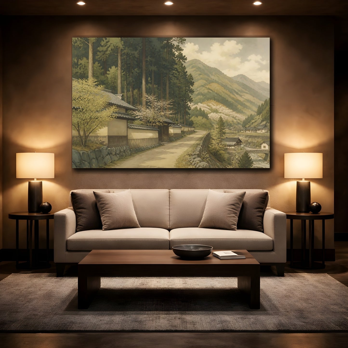 Mockup 2. Quiet Mountain Road shown as canvas print