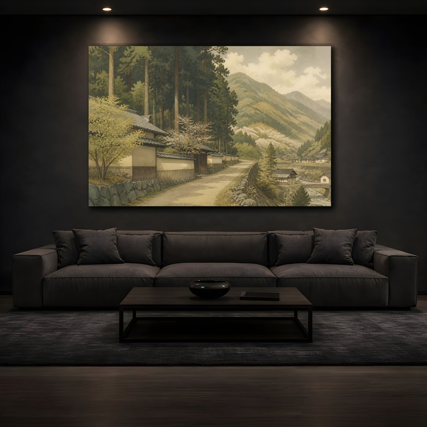 Mockup 3. Quiet Mountain Road shown as canvas print