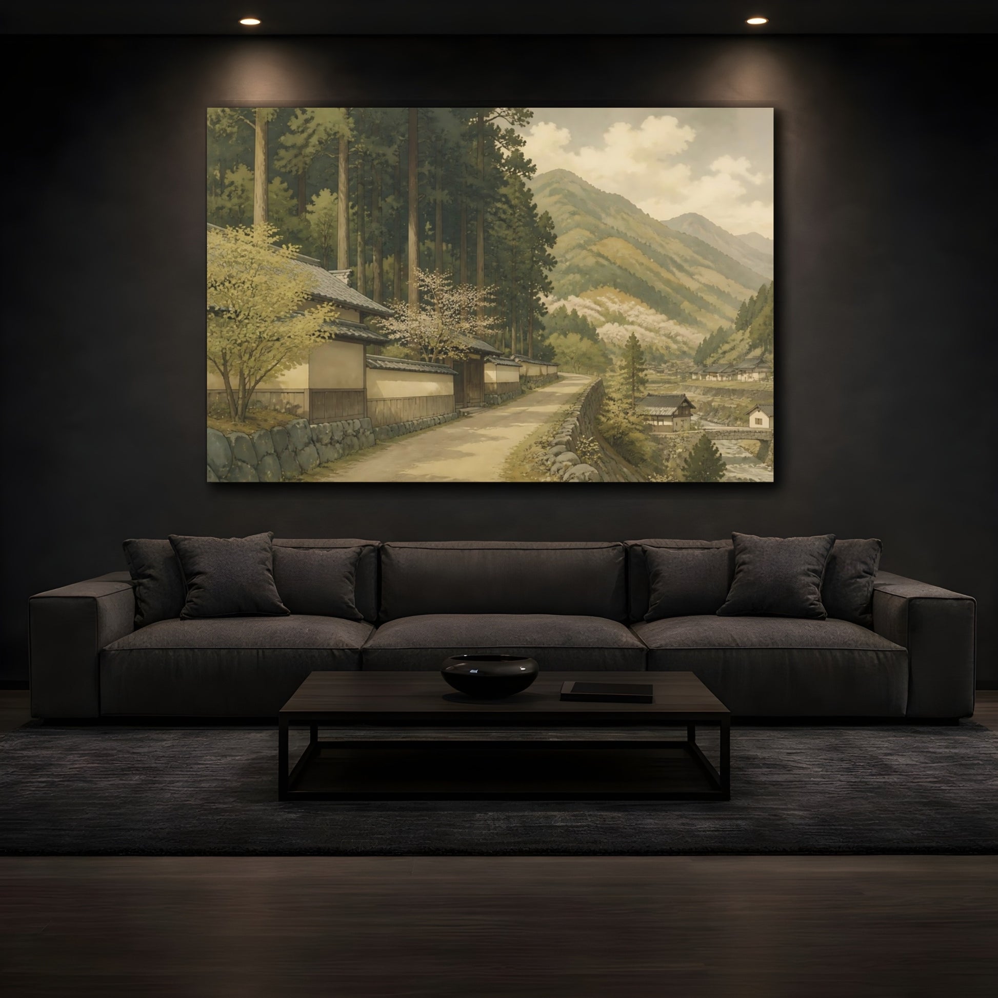 Mockup 3. Quiet Mountain Road shown as canvas print