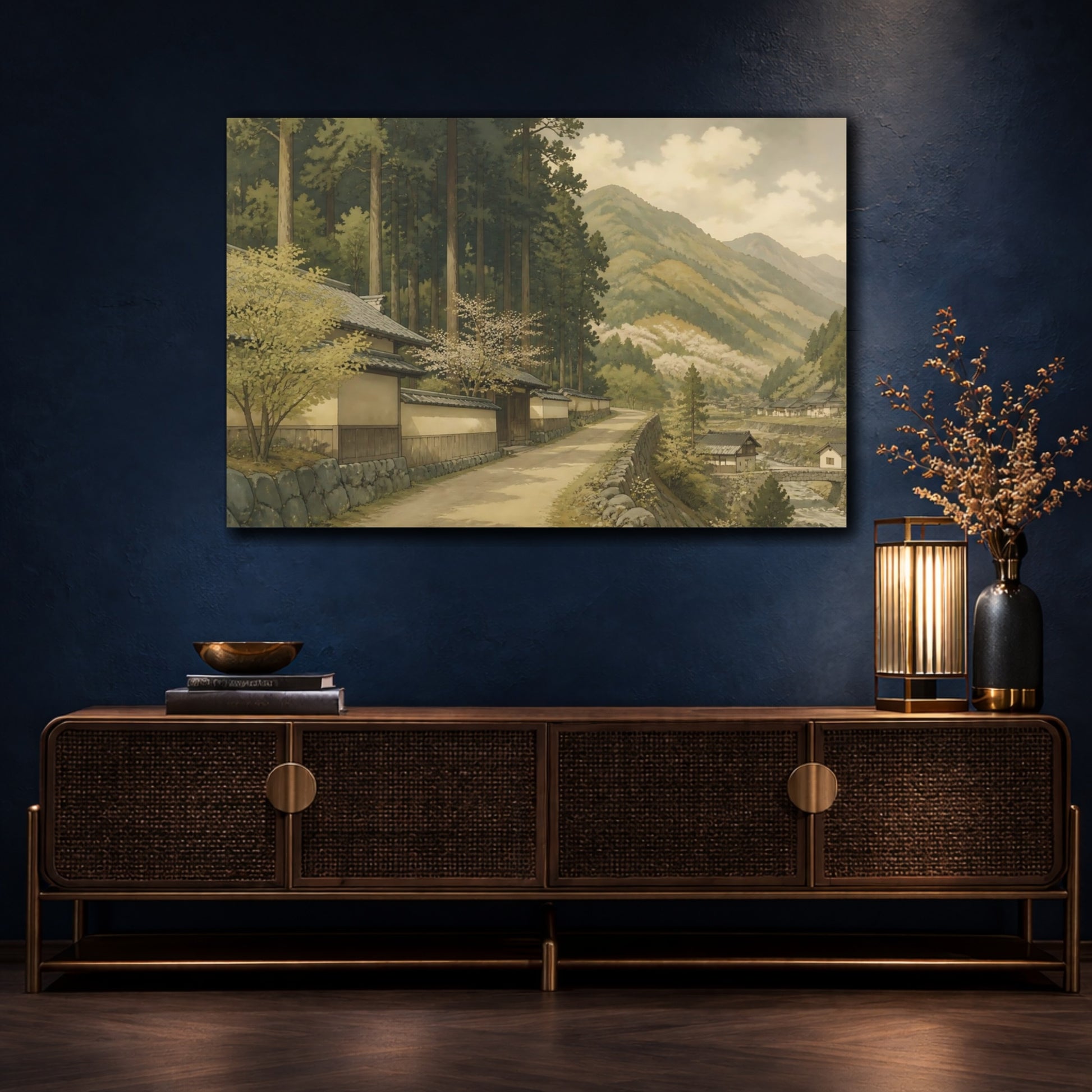 Mockup 4. Quiet Mountain Road shown as canvas print