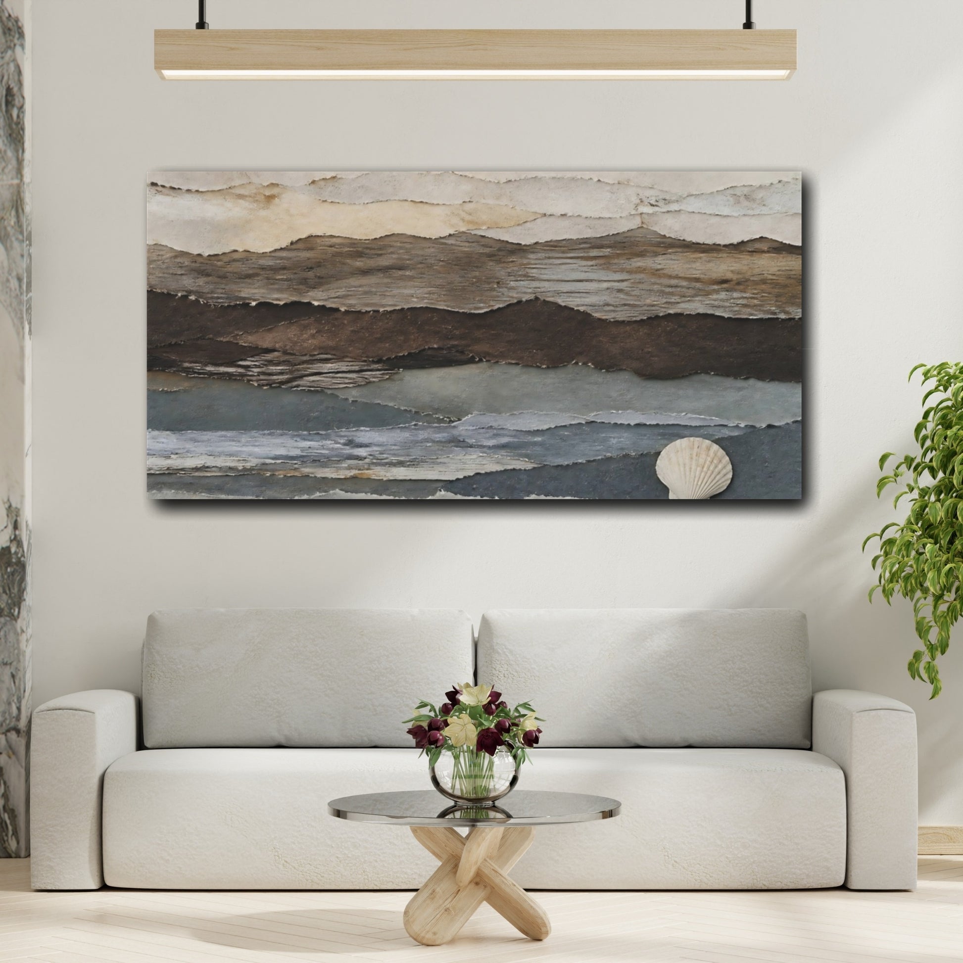Mockup 2. Quiet Tide Paper Layers shown as canvas print