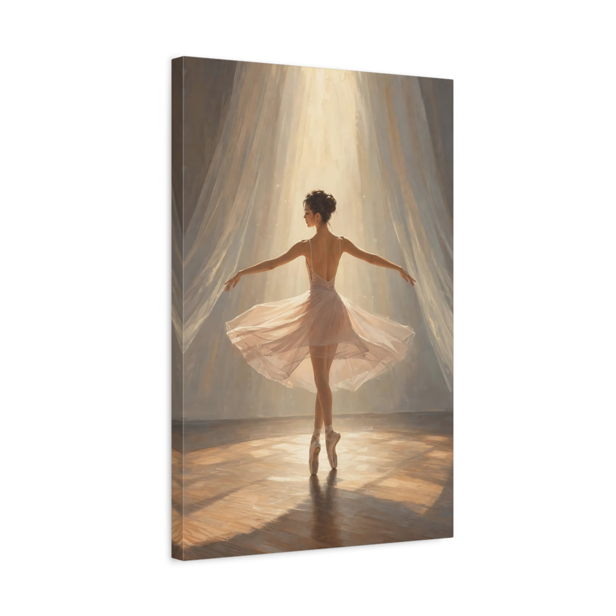 Side Mockup 3. Radiant Ballerina In Light shown as canvas print