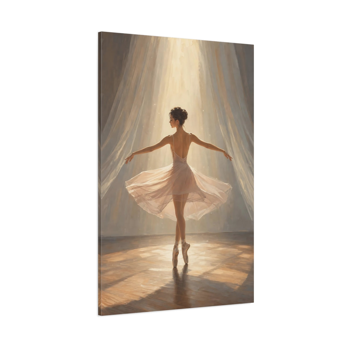 Side Mockup 1. Radiant Ballerina In Light shown as canvas print