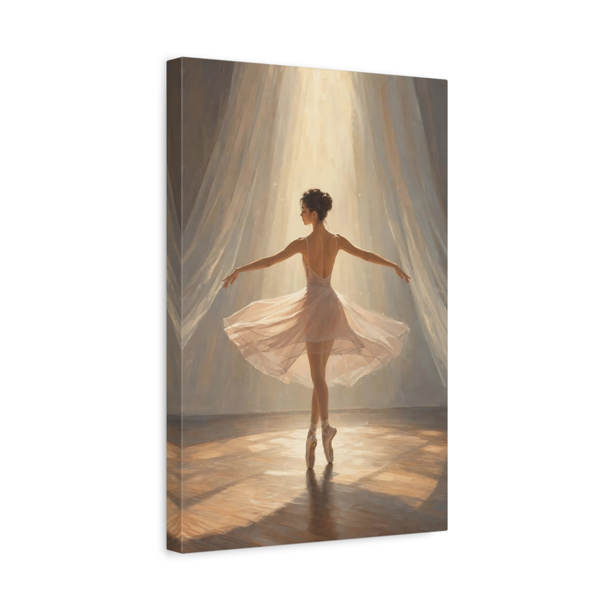 Side Mockup 4. Radiant Ballerina In Light shown as canvas print