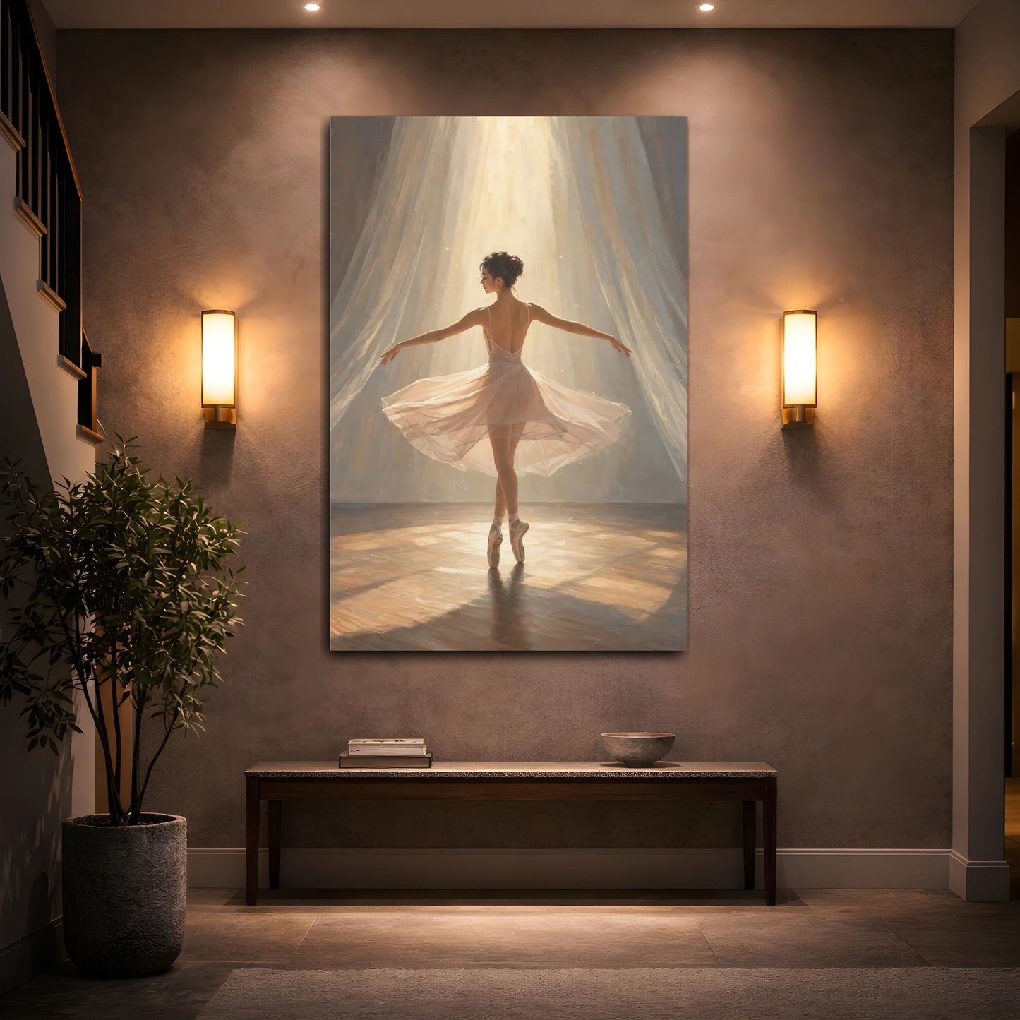Mockup 2. Radiant Ballerina In Light shown as canvas print