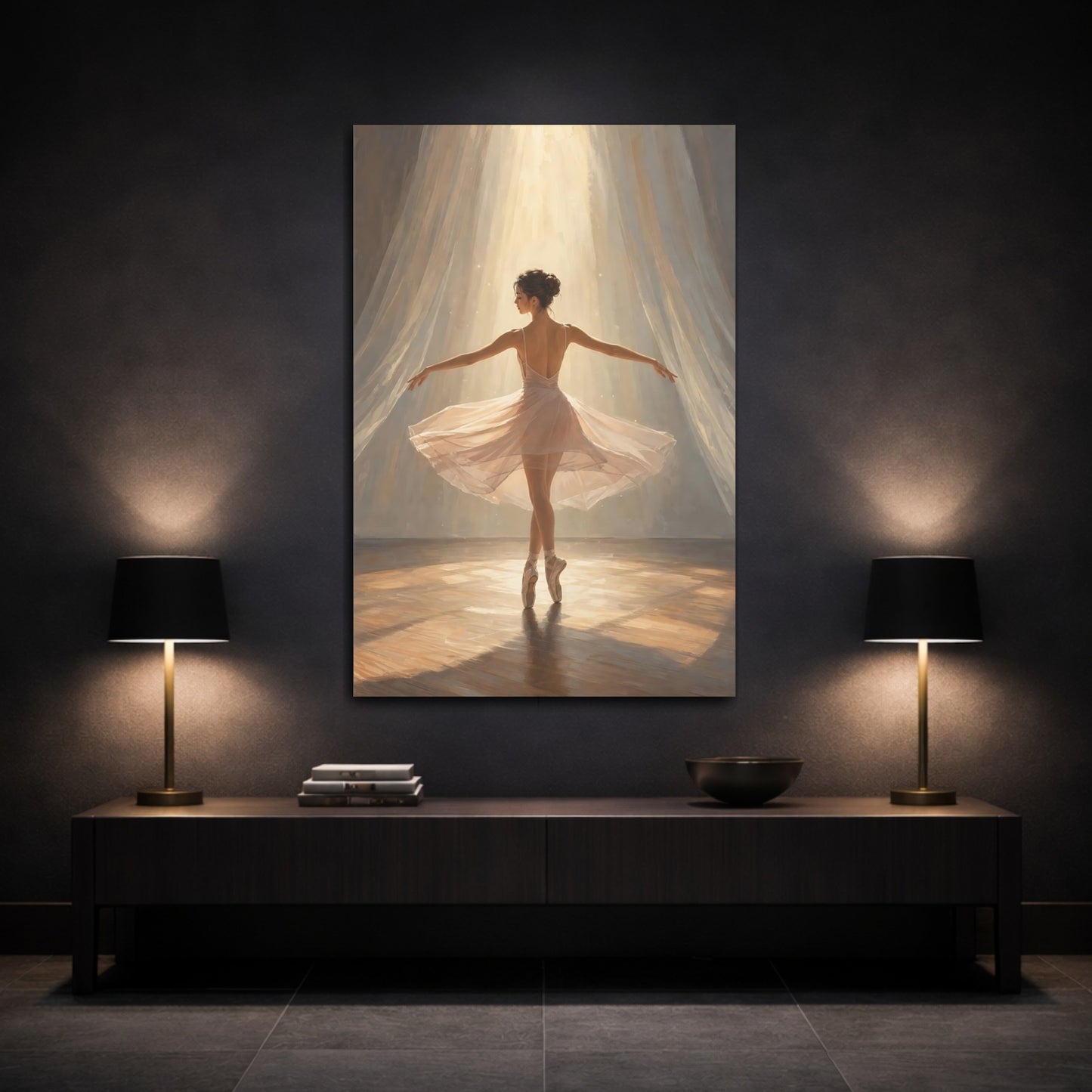 Mockup 3. Radiant Ballerina In Light shown as canvas print