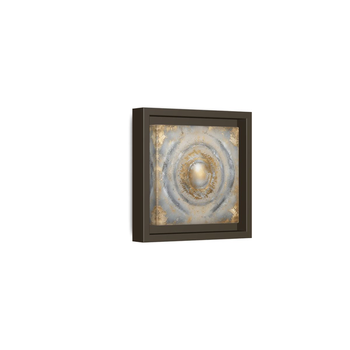 Side Mockup 23. Radiant Gold Orb shown as framed canvas print