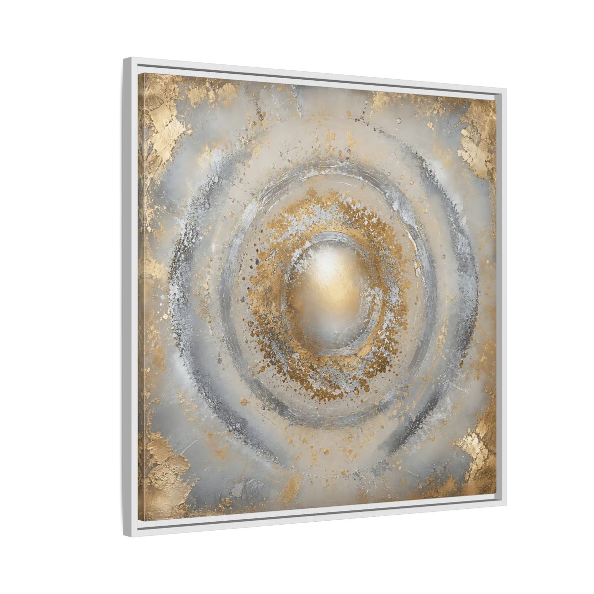 Side Mockup 7. Radiant Gold Orb shown as framed canvas print